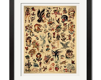 rooster tattoo print etsy rooster tattoo print etsy