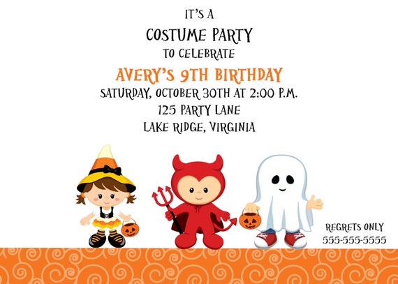 Printable Halloween Costume Party Invitation Il_570xn