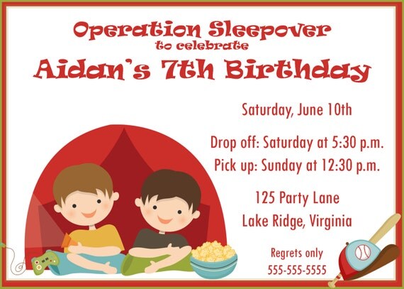 Printable Boy Sleepover Party Invitation Il_570xn