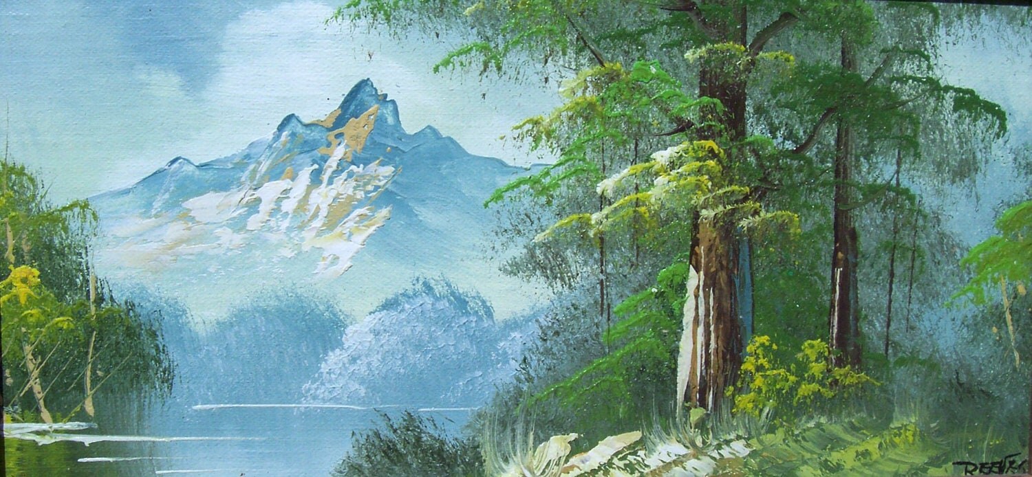 Items similar to Original Oil Painting Mountain Landscape Artist Signed