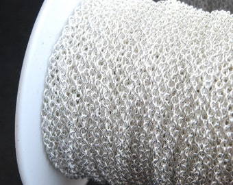 Silver Chain, Cable Chain, 2 mm x 1.5 mm links- 16 feet (S215-001)