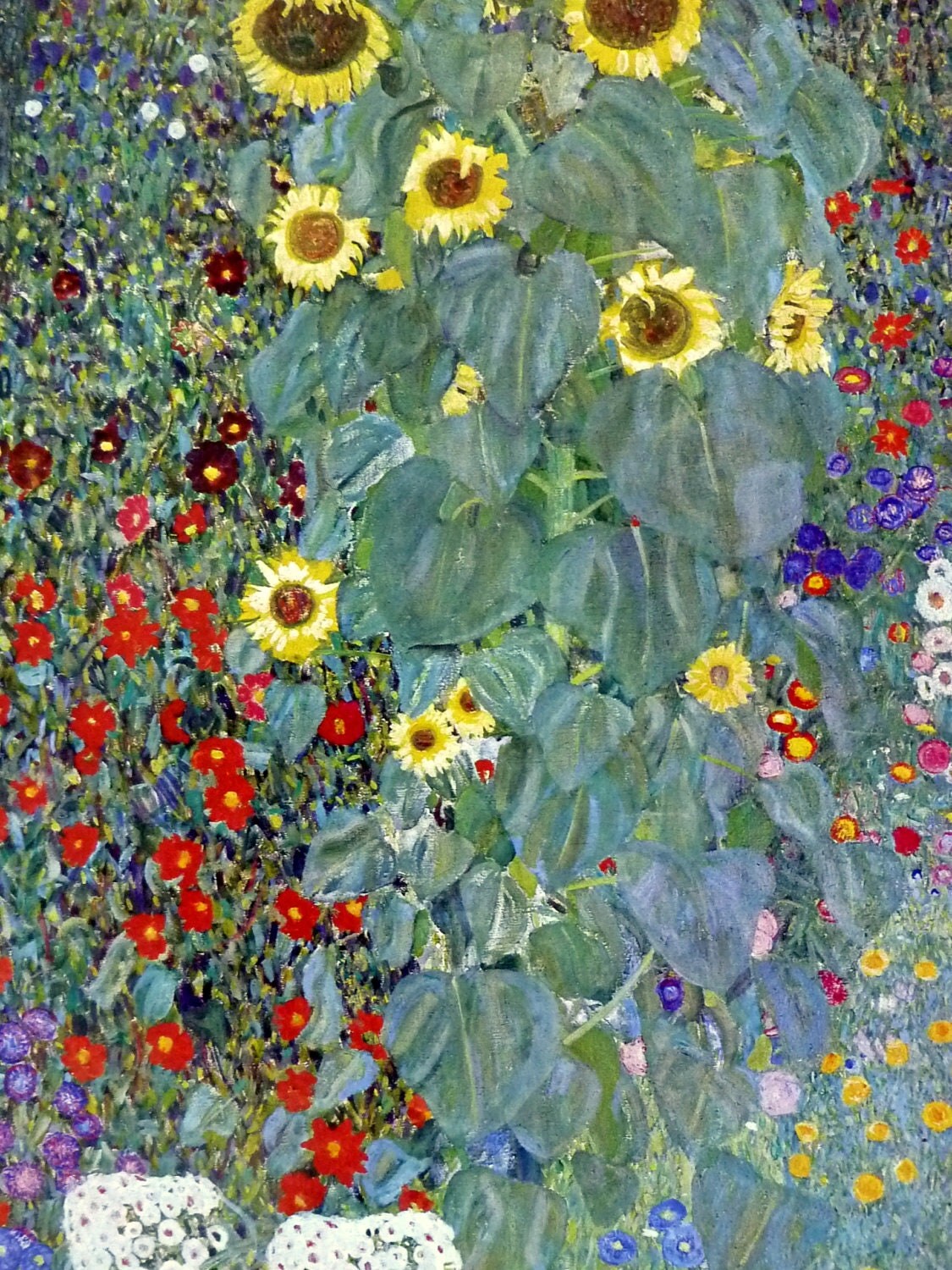 Farm Garden with Sunflowers by Gustav Klimt Vintage Poster