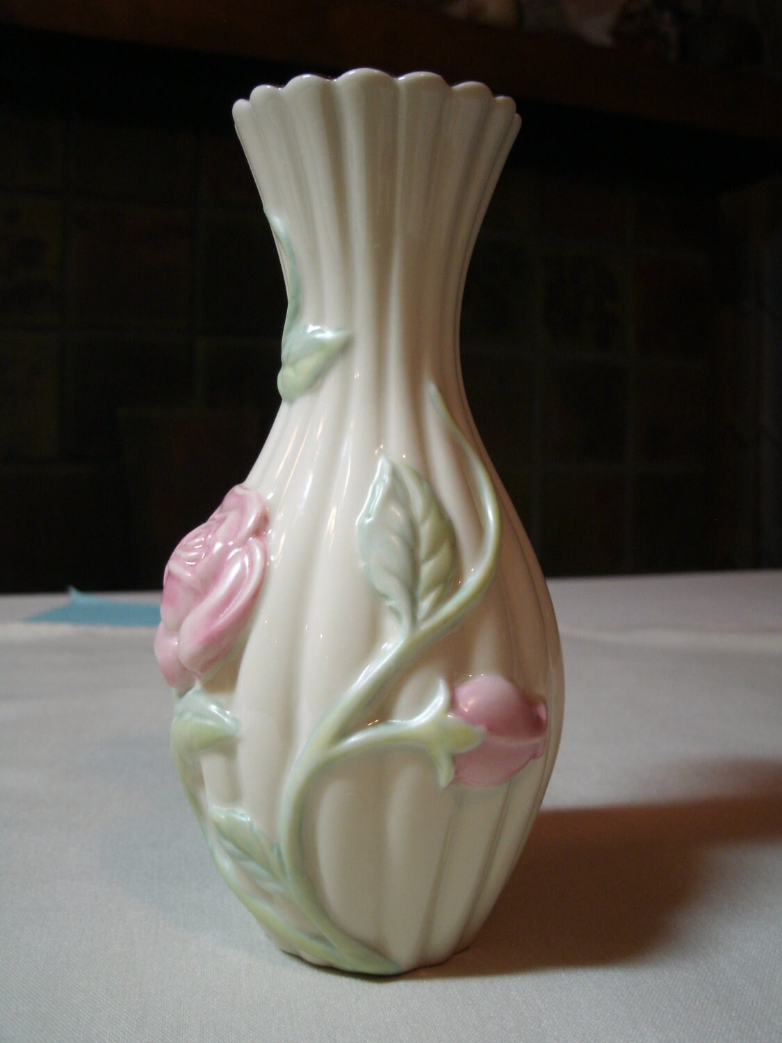 Items similar to Lenox China Bud Vase Sentimental Rose Trimmed with ...