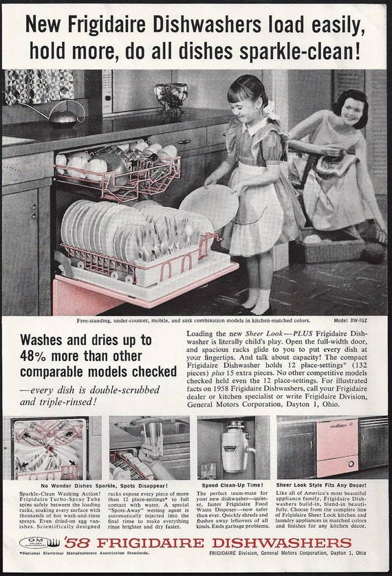 1950s Frigidaire Dishwashers ad Pretty in Pink Gray Little Etsy