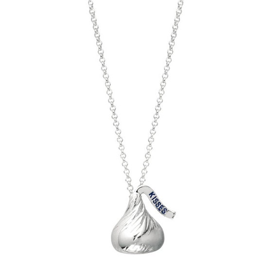 Hershey's Kiss Pendant 3D Necklace 14k White Gold (1.15ct)