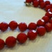 RETRO RAD CHERRY Red Faceted Bead Necklace Vintage 1980's