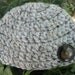 Crochet Chunky Gray Yarn with a Brown Button Hat / Cloche - Photo Prop Or Everyday Wear