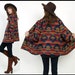 SouthWestern TRIBAL Ethnic Woven Indian Blanket Oversized Jacket Coat 80's 90's M/L