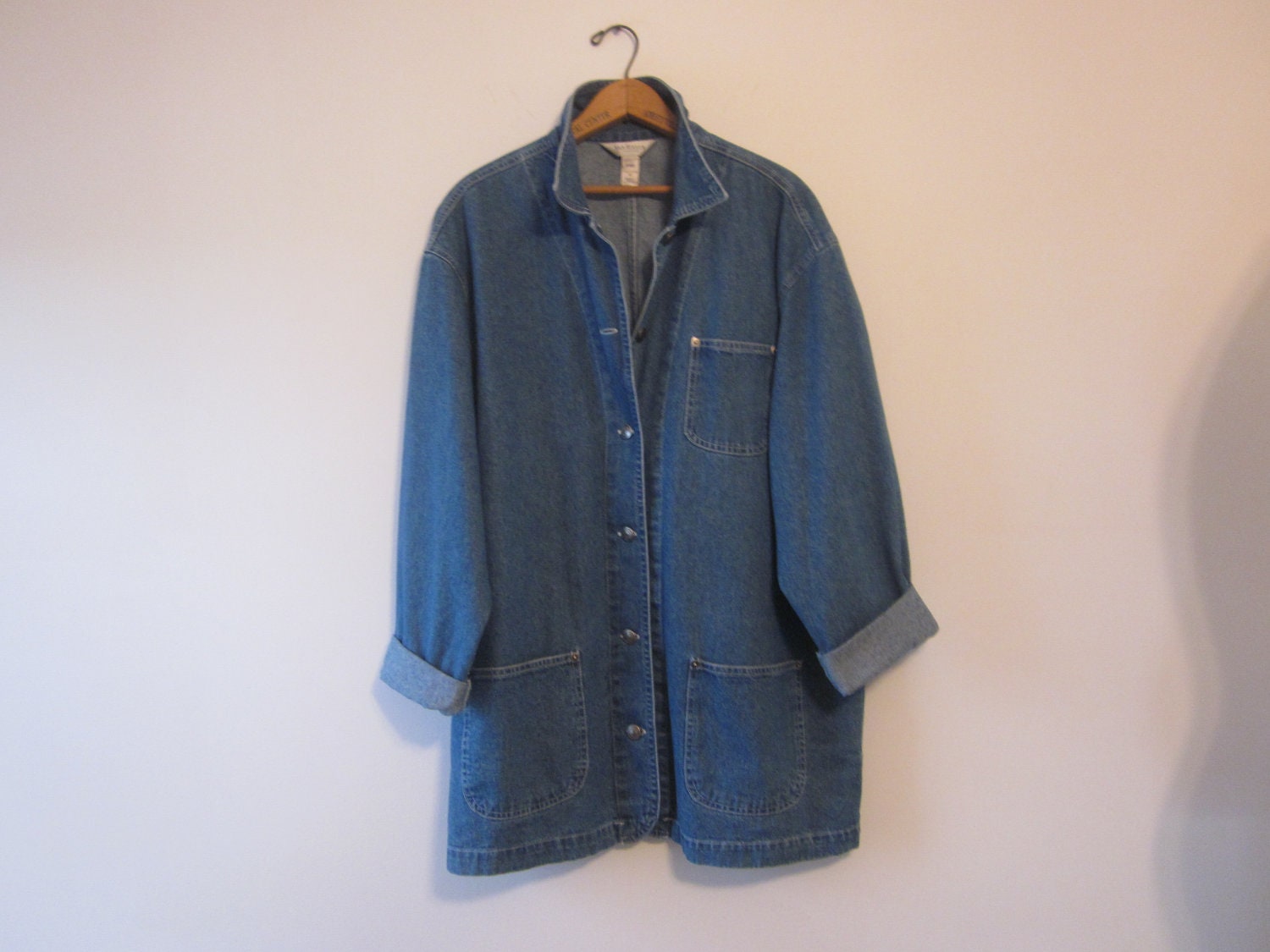 Vintage Womens Plus Size Denim Jacket Long Denim Field Barn