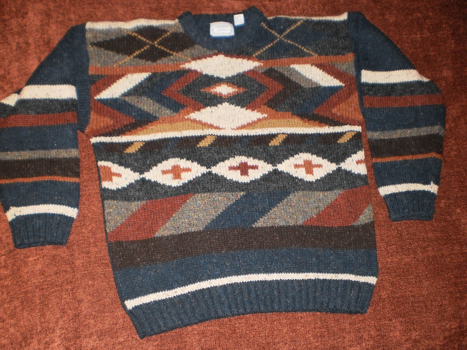 Vintage Men's Tribal Print Sweater by VendageTresors on Etsy