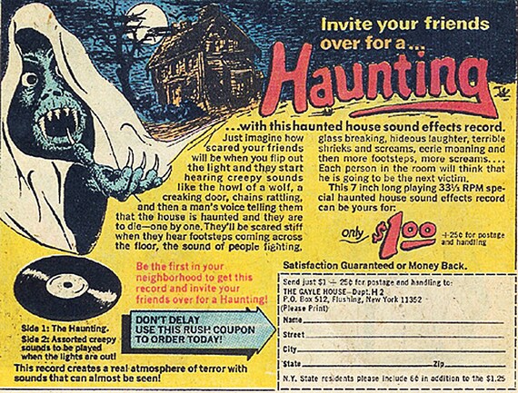 Halloween Decorations THE HAUNTING a Gayle House Record -Comic Book Mail-order item from 1971