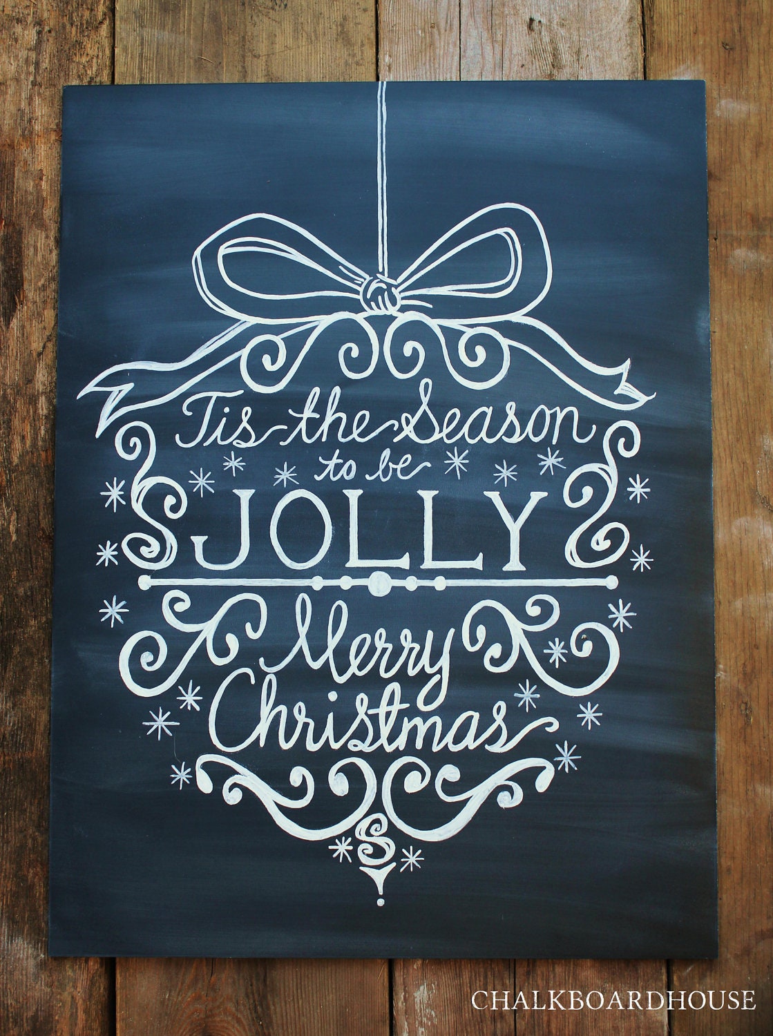 Items similar to 18x24 Hand Painted Chalkboard Christmas Ornament Sign ...