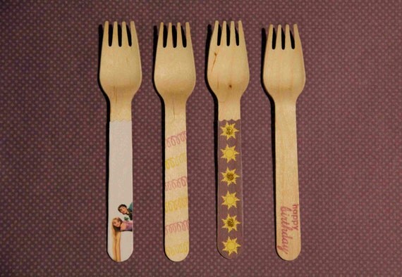 24 Wooden Forks or Spoons- Tangled Il_570xn