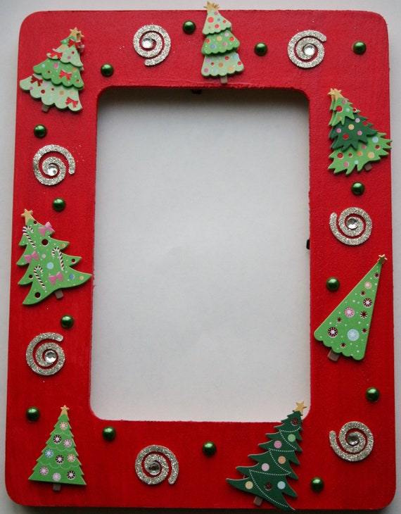 Fun Christmas hand painted 4x6 wood picture frame