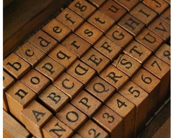 70 PCS Vintage Alphabet Stamp Set -- Wood Rubber Stamp -- Number Symbol Stamp -- Clay Stamp -- Deco Stamp -- Diary Stamp