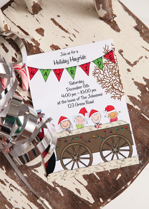 Printable Holiday Hayride Invitation Christmas Hayride