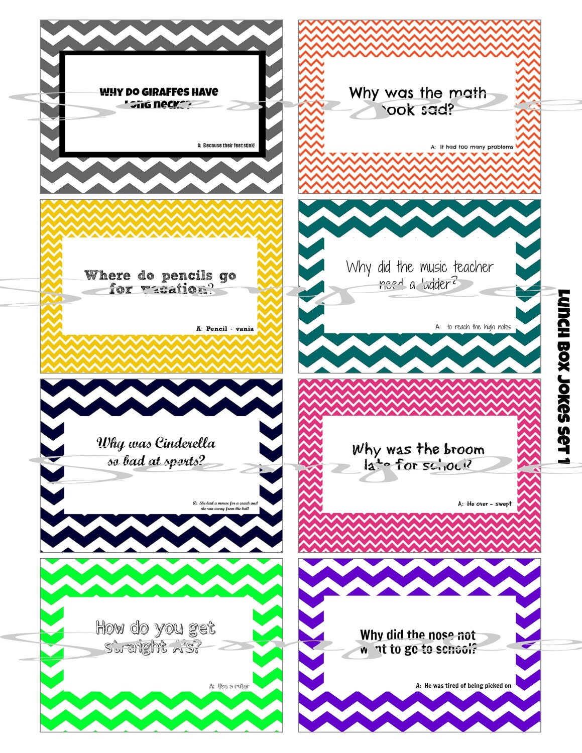 INSTANT Download School LUNCH BOX Jokes 8 by LemonSqueezeDesigns