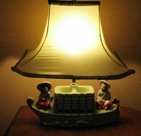 Items similar to Vintage 1950s TV Lamp by Premco Mfg, Coolies on Boat