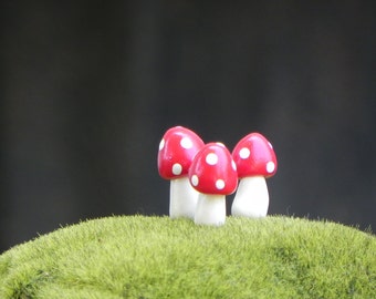 Fairy Garden Mushrooms miniature - red toadstool polymer clay terrarium accessories