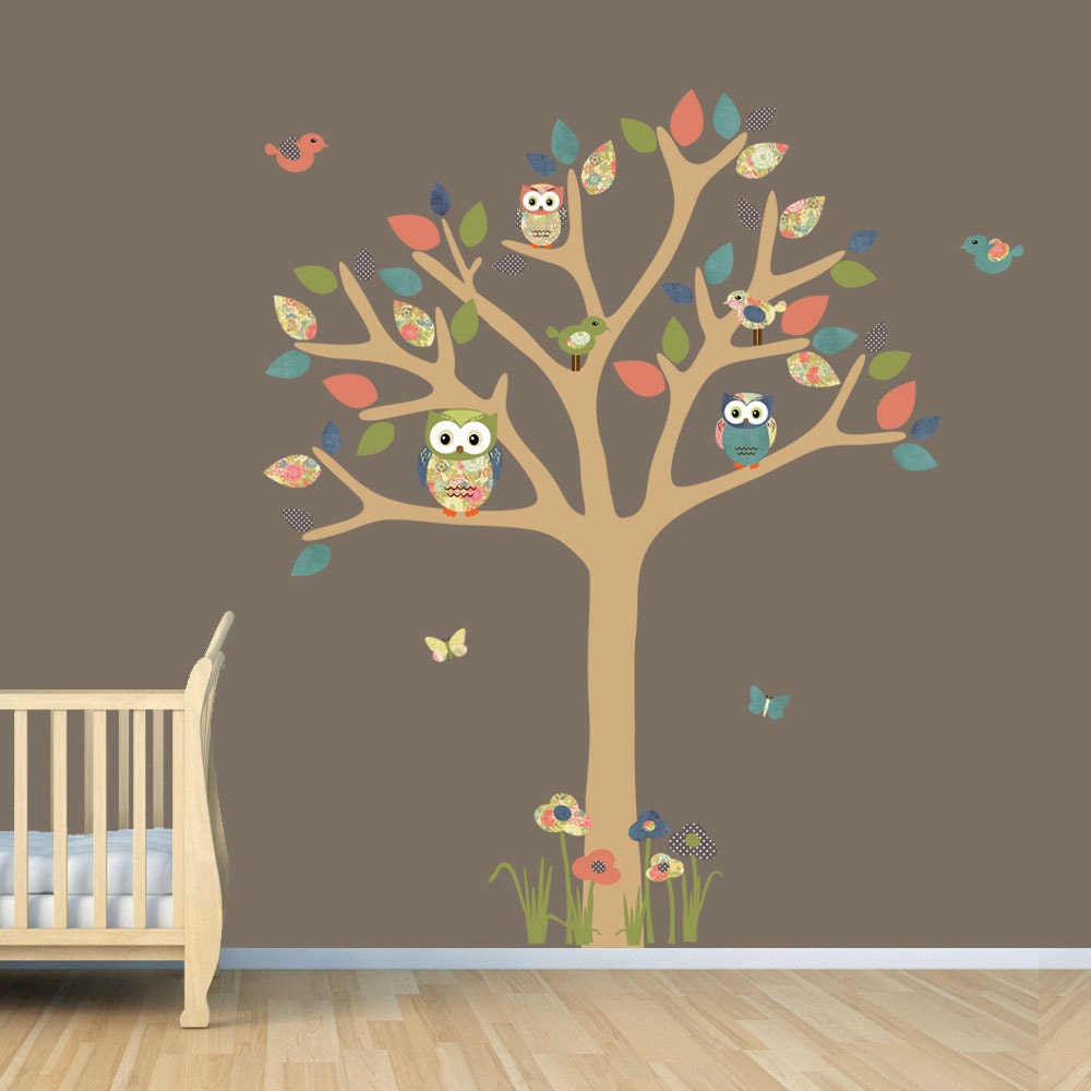 Nursery Wall Decal Owl Tree Decal Owl Art Owl tree wall