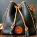 Vintage Dooney and Bourke Navy Leather Drawstring Bucket Handbag,Purse All Weather Leather