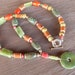 Bead Necklace - Colorful Porcelain and Serpentine, Olive New 'Jade' and Yellow 'Turquoise' Natural Gemstone/Stone Pendant - 'Festival'