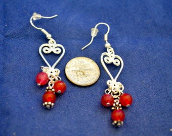 Ruby Chandelier Earrings, Natural Ruby Beads 248