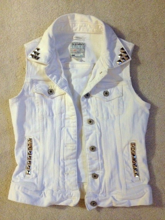 levi's white denim vest