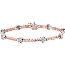 Fine 0.68ct Diamond Bracelet 14k Two Tone Rose Pink & White Gold ...