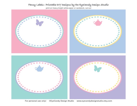 Items similar to Printable Tea Party Fancy Labels / Food Labels - Tea