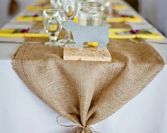 Burlap Table Runner 16" & 18" width with ties - Wedding runner Holiday decorating Home decor