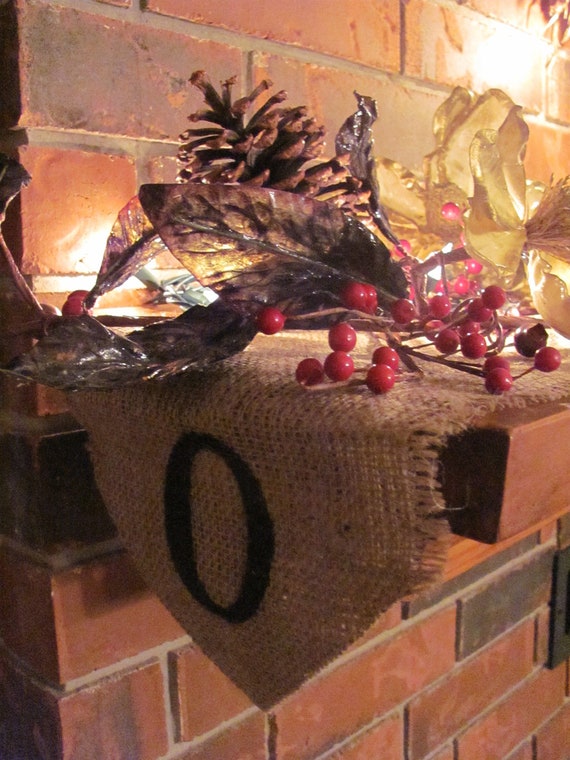 Items similar to Burlap Mantle Runner 8" x 84" with Initial