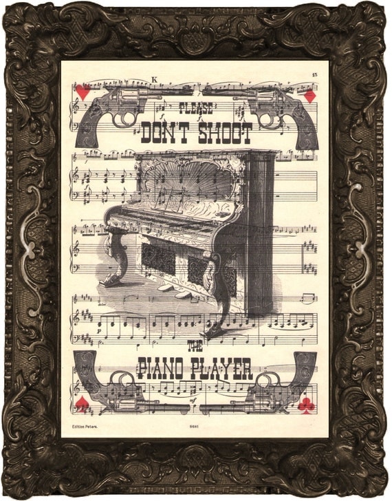 Dont Shoot The Piano Player Antique Sheet Music Book Page 