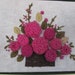 Vintage Home Decor Wall Hanging 1960s Framed Needlework Crewel Flowers - Hot Pink