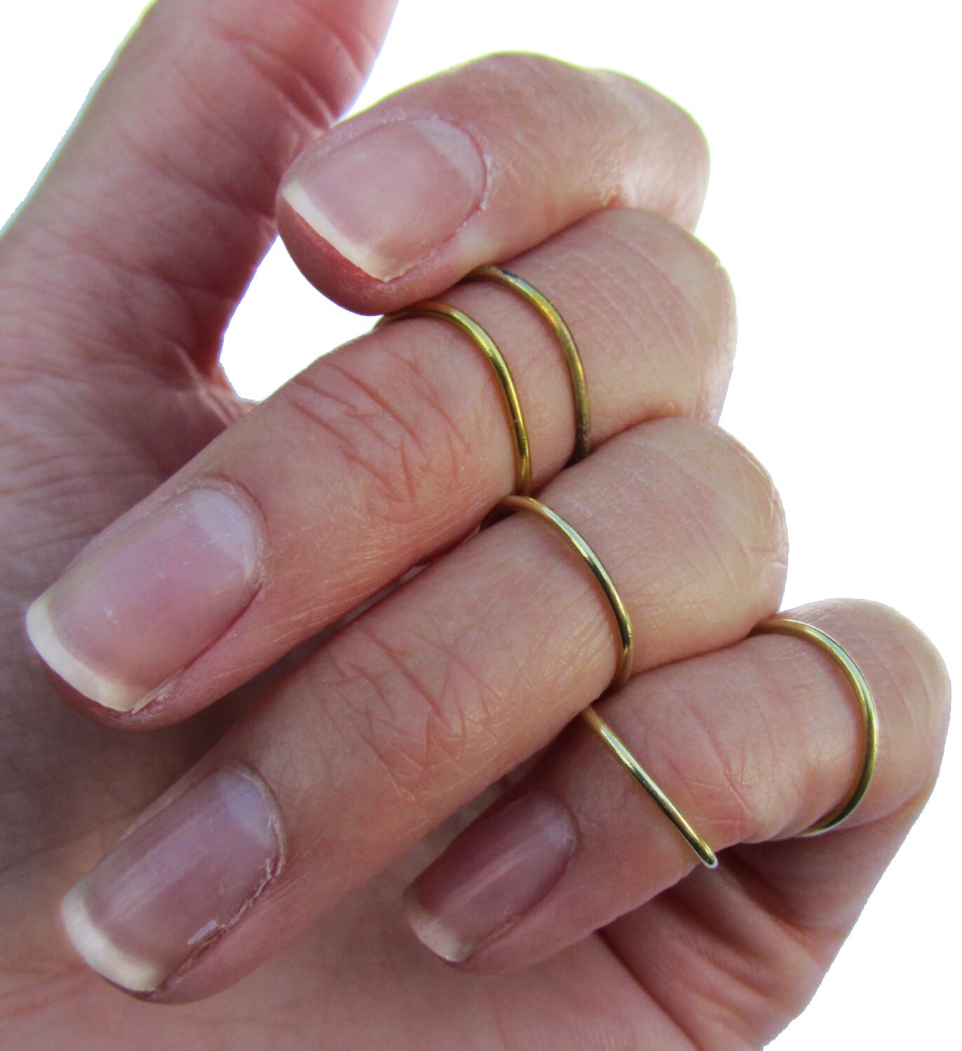 Dainty thin brass Knuckle ring set