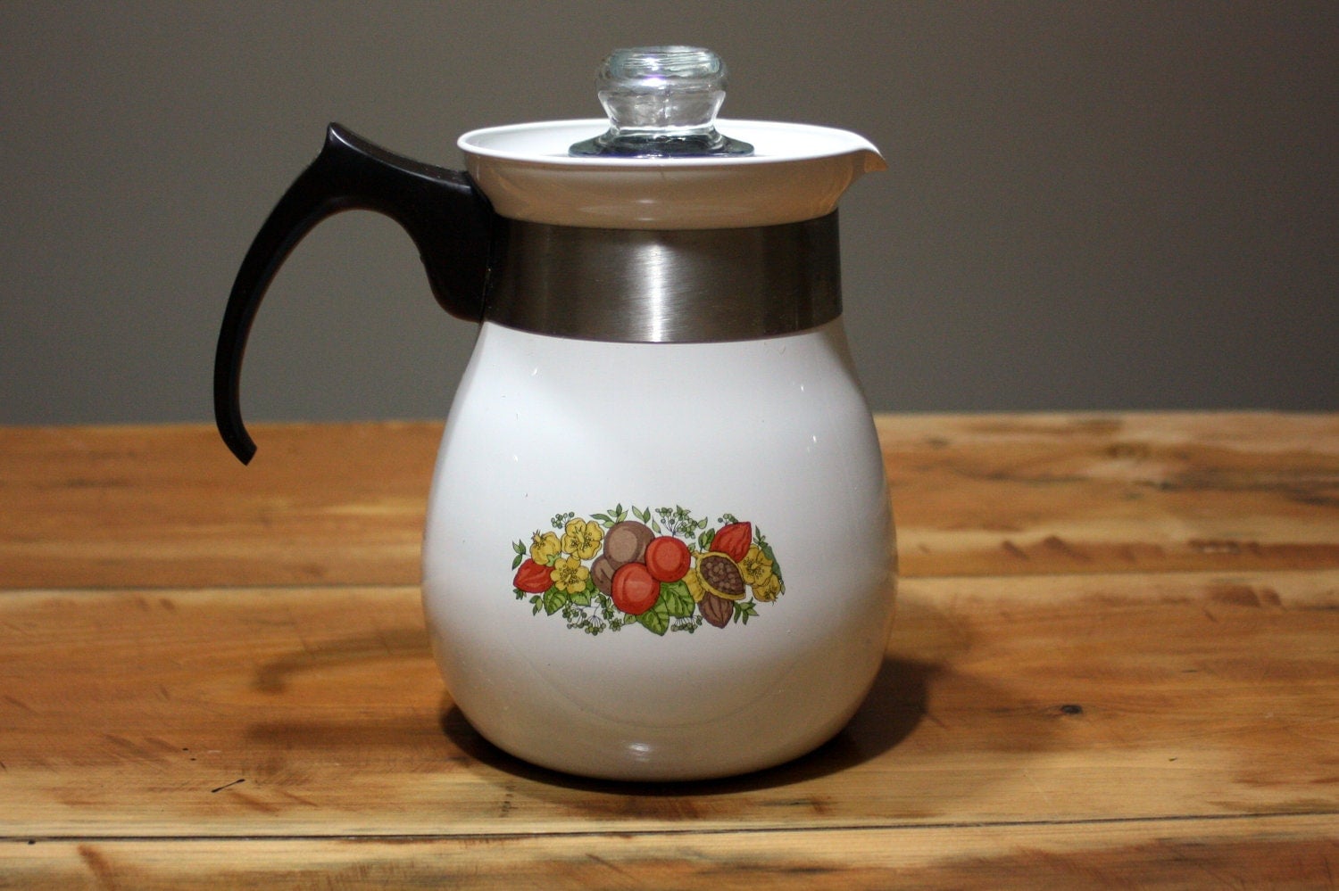 Corning Ware 6 Cup Coffee Pot Percolator Spice of Life HTF