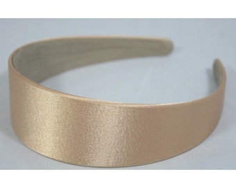 3 pcs of 40mm (1 1/2") Plastic Headbands Beige Satin Covered - 3pcs Hair Accessories Wholesale Lots Annielov