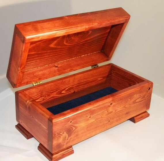 Wooden Jewelry Box with Sedona Red Finish & Decorative Feet