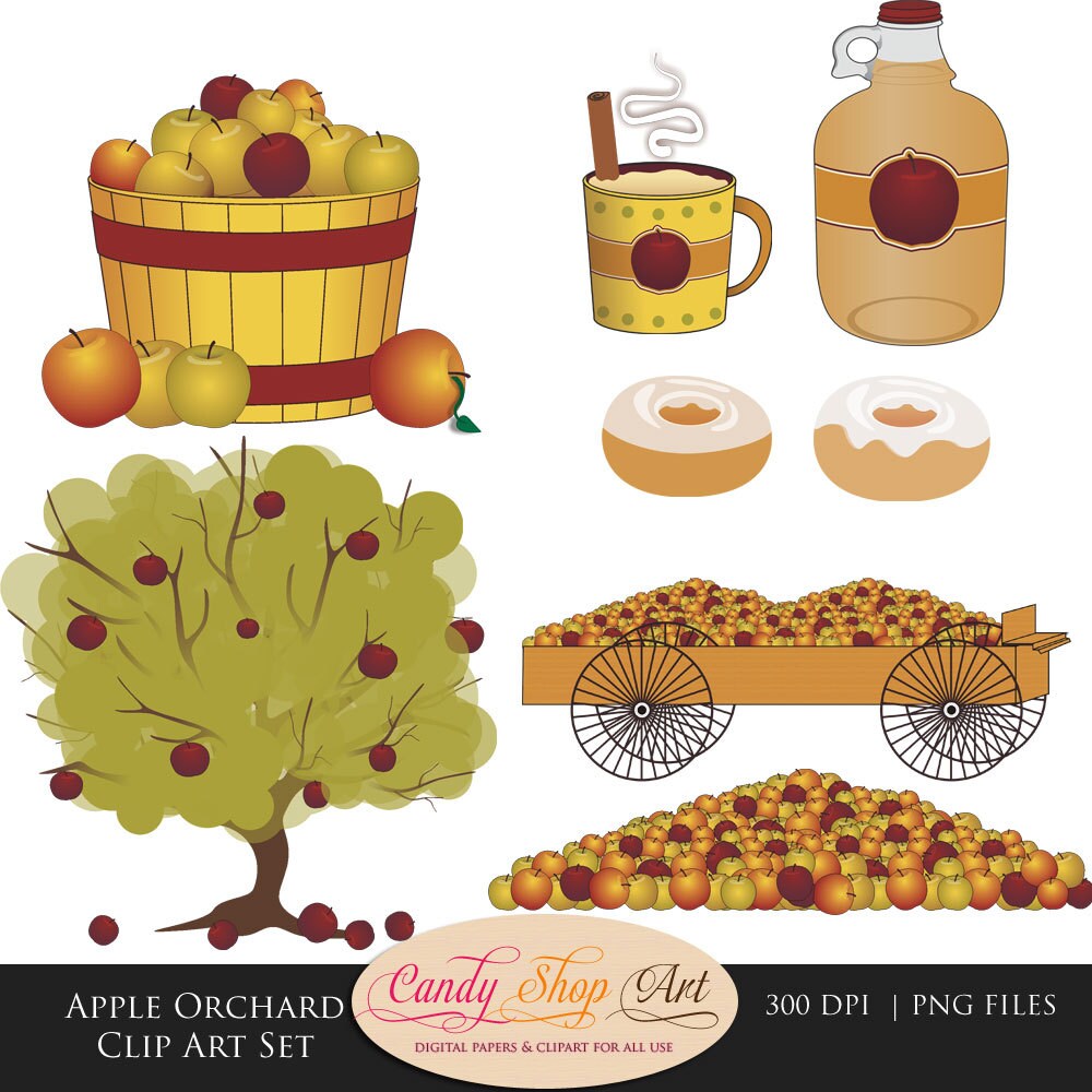 shop orchard stationery Clip Set Apple Apples Orchard CandyShopDigitalArt Apple by Art