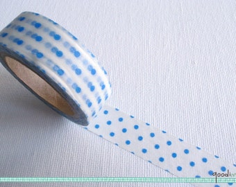 Washi Tape - Blue Polka Dots // Polka Dots Washi Tape, Blue Polka Dots Washi Tape, Blue and White Washi Tape, Masking Tape // 10m