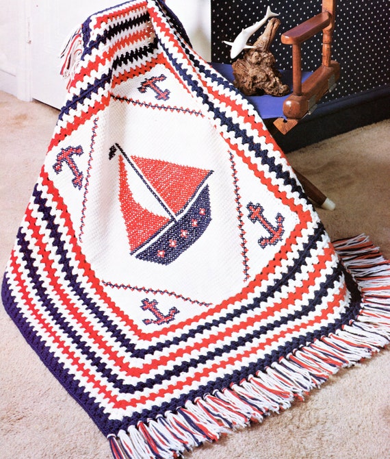 Anchors Aweigh 1970's Sail Boat Blanket Pattern