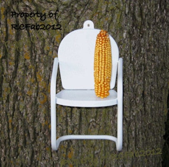 Retro Vintage Inspired Metal Squirrel Feeder Chair White