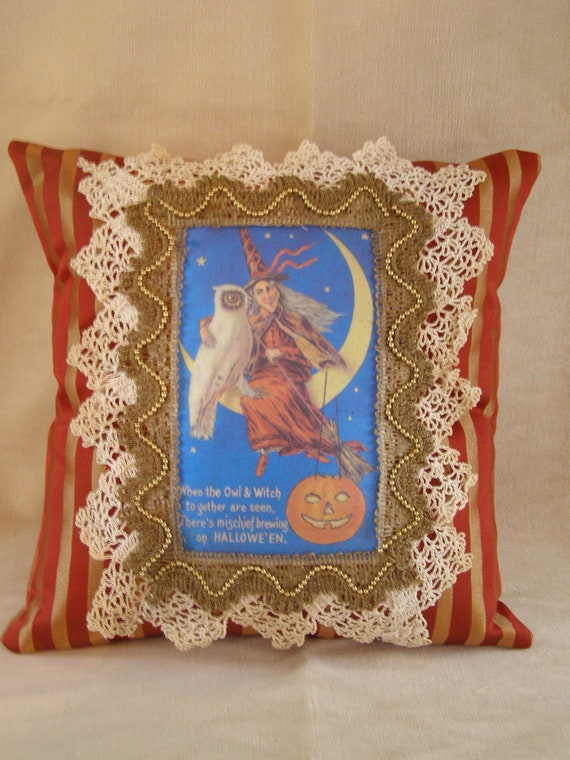 Vintage Halloween Decorative Pillow 12x12
