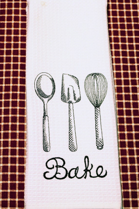 French Country Embroidered Kitchen Towel Set of Three