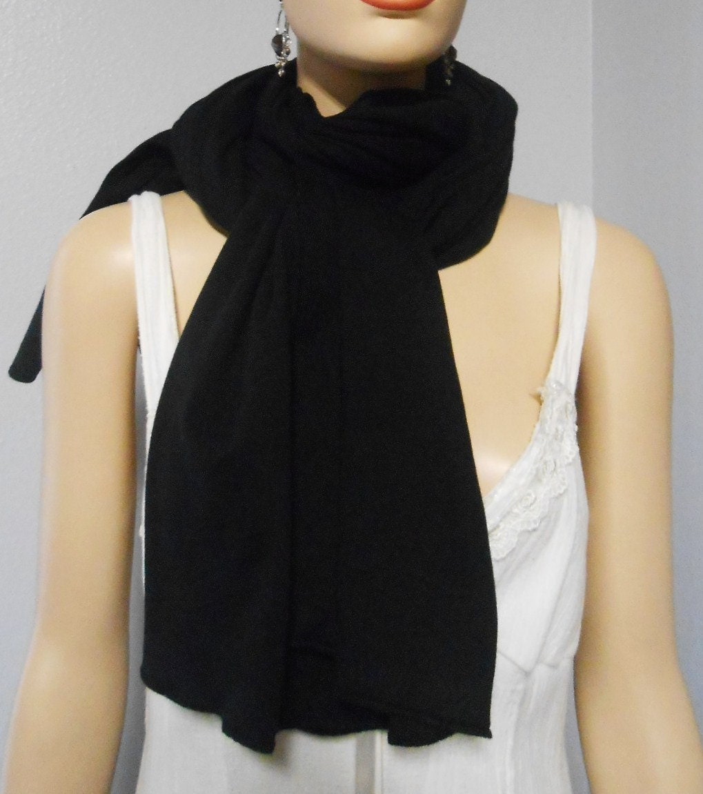 Long Solid Black Neck Scarf SUPER Comfy by GypsysWildHeartShop