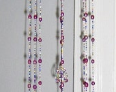 Flower Bead Chime made with a Variety of Delicate Multicolored Glass Beads with Glass Bead Flowers on Each Strand