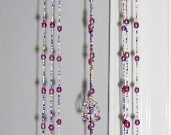 Flower Bead Chime Delicate pastel Bead Chime, Lavender Bead Chime Pastel Glass Bead Chimes