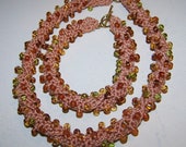 Nutmeg and Sage Beaded Necklace and Bracelet Jewelry Set