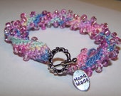 Pink and Multicolored Beaded Beadwork Bracelet