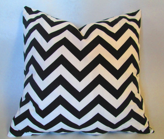 Chevron Decorative throw pillow cover in black and white